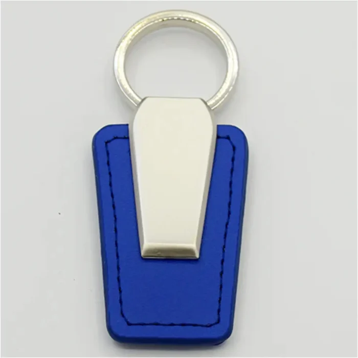 blue leather + metal keychain