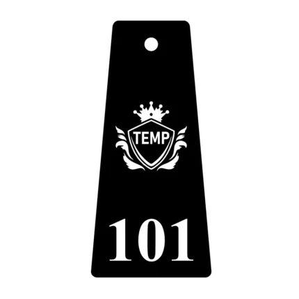 personalized key tag for hotels, keychain with your logo and room number