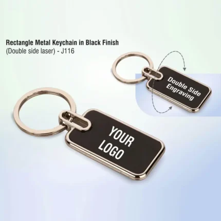 rectangle metal keychain black finish